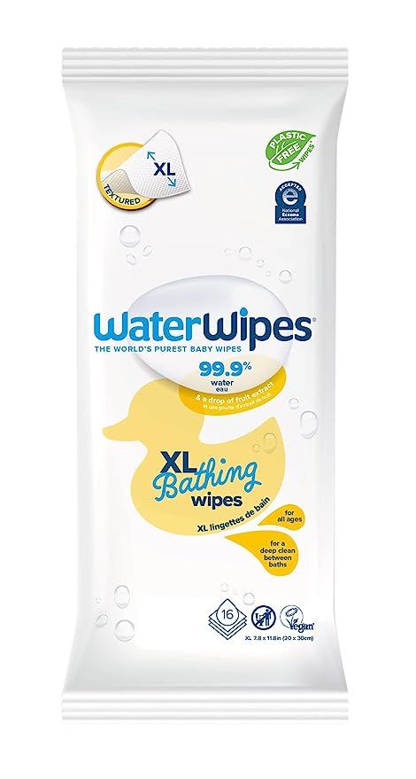 WaterWipes Plastic-Free XL Bathing,Toddler & Baby Wipes, 99.9% Water Based Wipes, Unscented & Hyp... | Amazon (US)