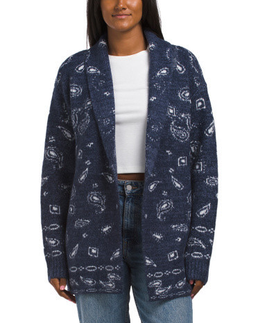 Long Sleeve Bandana Long Cardigan, Nylon/Spandex/Polyester | TJ Maxx