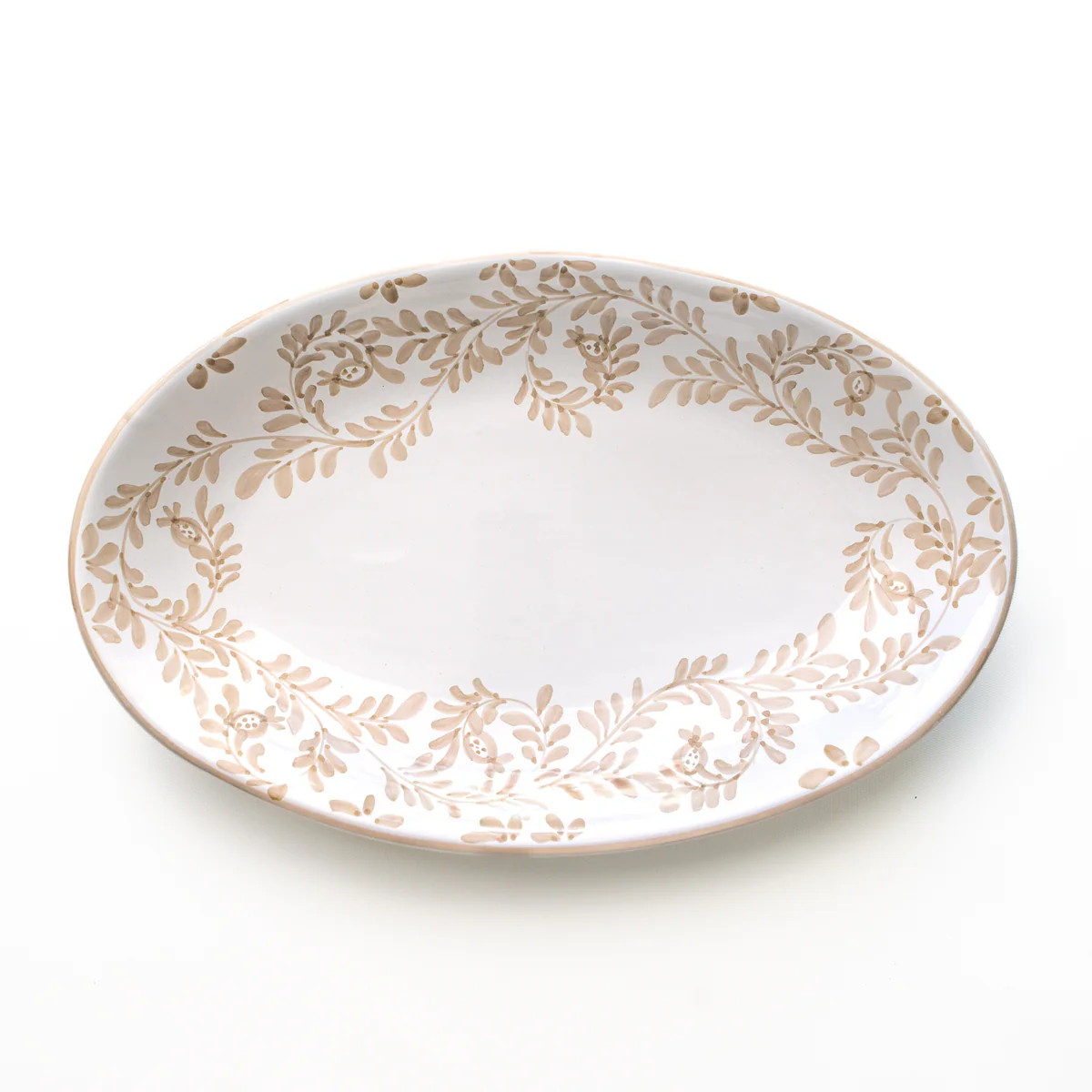 Pomegranate Scroll Beige Oval Tray | Pomegranate