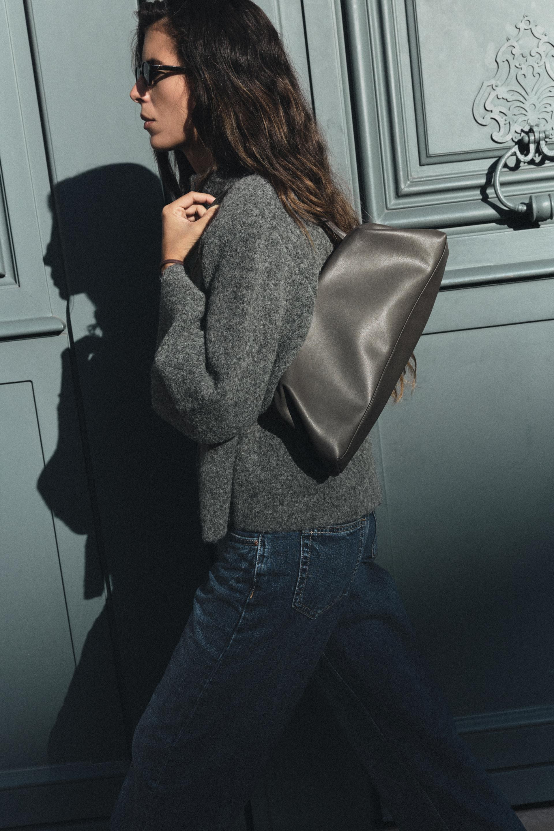 Zara - Elongated Shoulder Bag - Gray - One Size Only - Woman | Zara US
