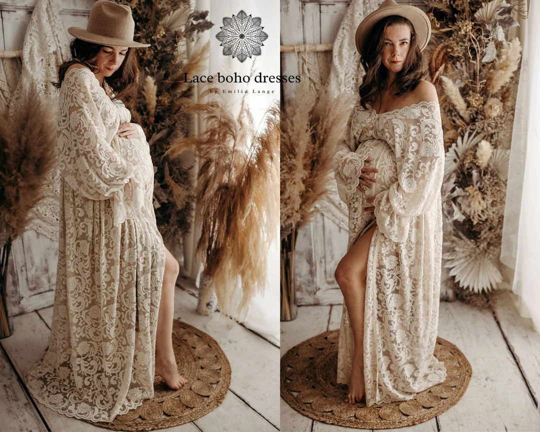 Victoria Women's Boho Dress Lace Vintage Dress for the Maternity Session Photo Props Pregnancy Ph... | Etsy (US)