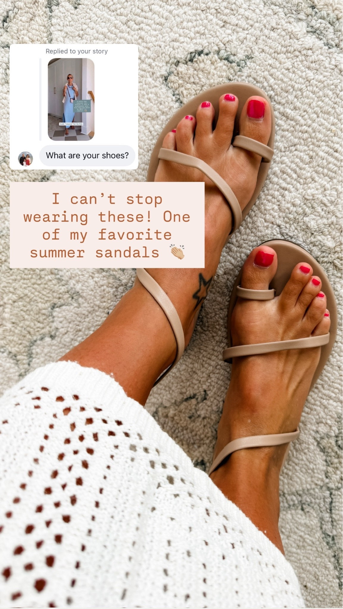 The easiest throw & go sandals for summer! They come in several colors! So comfy for everyday wear!

Loverly Grey, Amazon find, neutral sandals