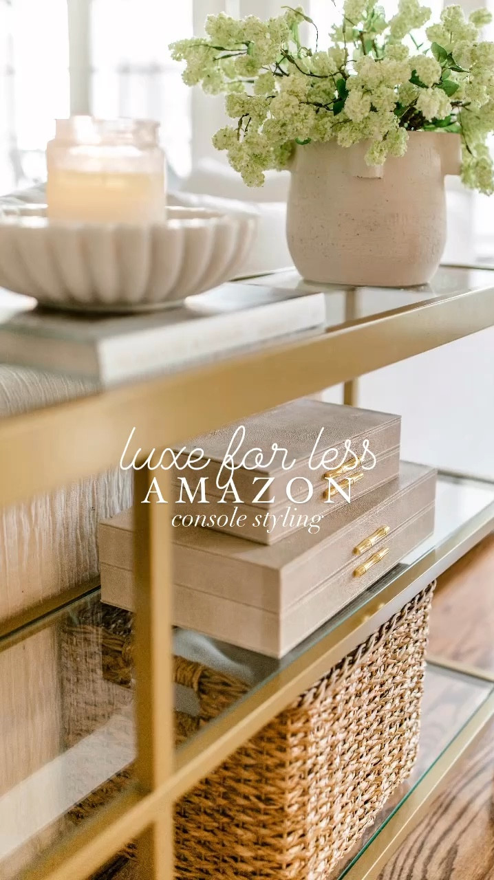 ✨AMAZON luxe for less console styling! This console is currently under $170 and we are using it for our sofa table! ✨

#LTKSaleAlert #LTKHome #LTKStyleTip
