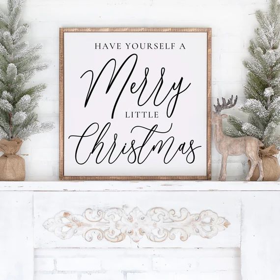 Framed Merry Little Christmas Wood Sign  Rustic Wall Decor  - Etsy | Etsy (US)