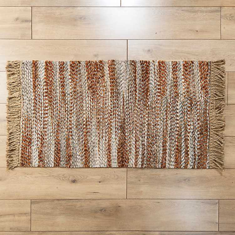 New! Spice Stripe Tasseled Jute Scatter Rug | Kirkland's Home