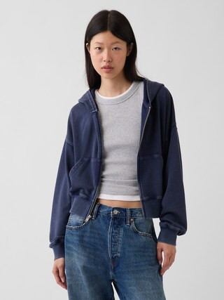 VintageSoft Terry Oversized Wedge Zip Hoodie | Gap (US)