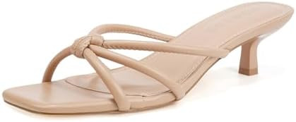 Women's Spaghetti Strap Square Open Toe Kitten Heel High Heel Sandals, Knot Design, Summer Fashio... | Amazon (US)
