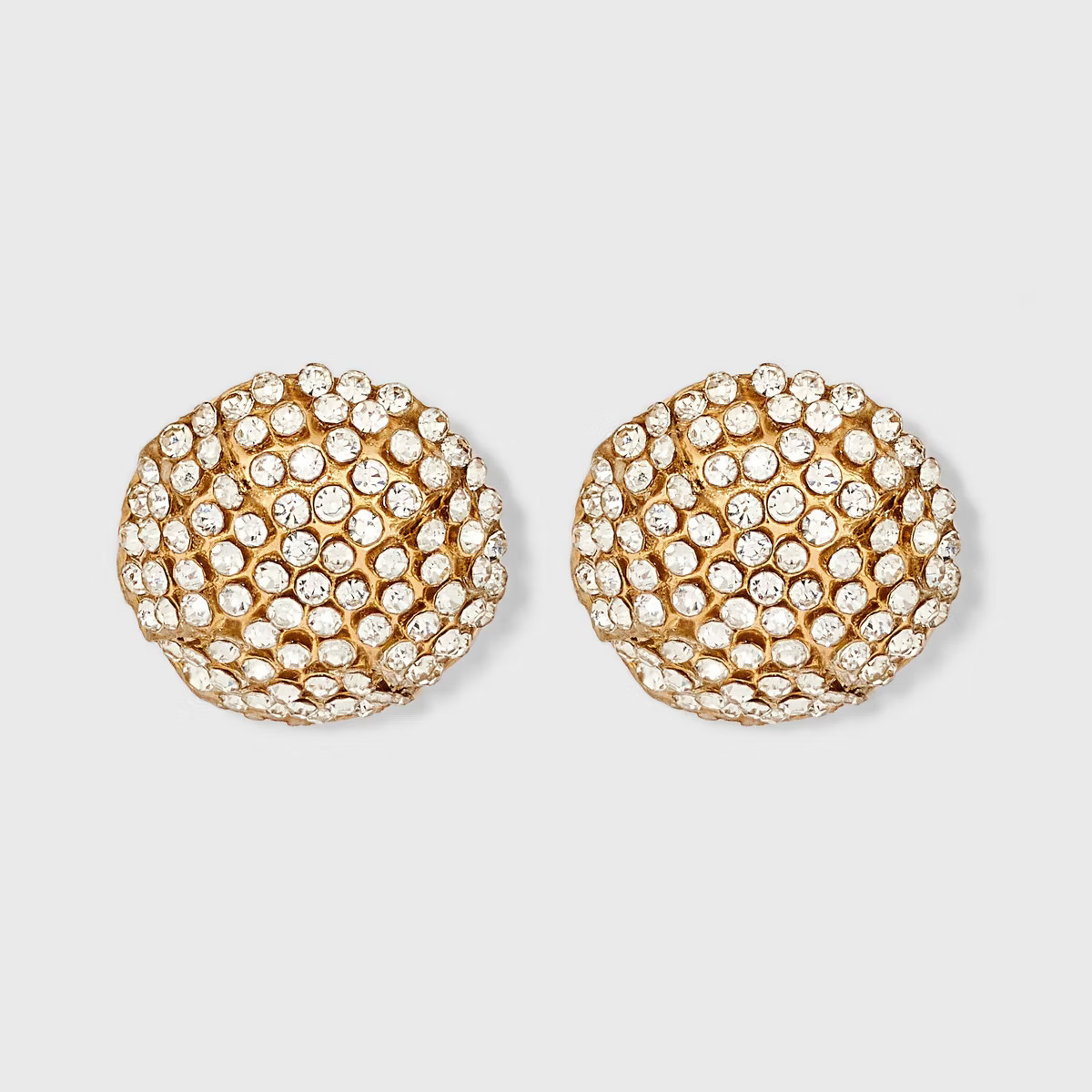 Clear Pave Ball Earrings - A New Day™ Gold: Hypoallergenic Round Statement Accessory | Target