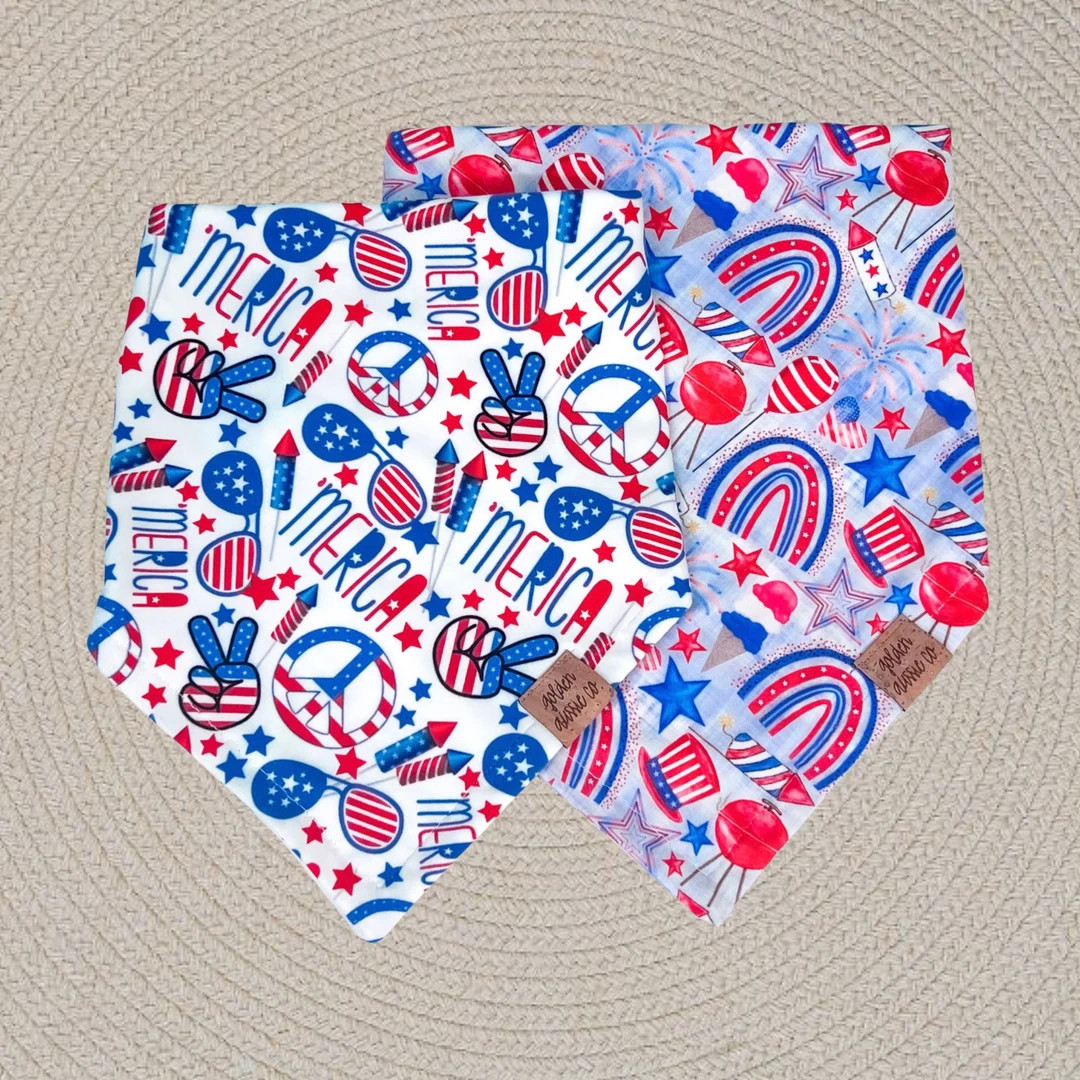 Red White and Blue Bandana | America Bandana | Dog Bandana | 4th of July Bandana | Pet Bandana | ... | Etsy (US)