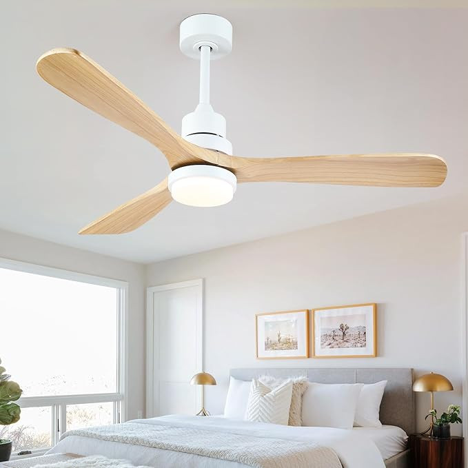 52" Wood Ceiling Fan - Farmhouse Ceiling Fan Light with 3 Solid Wood Reversible Blades, 6 Speeds,... | Amazon (US)