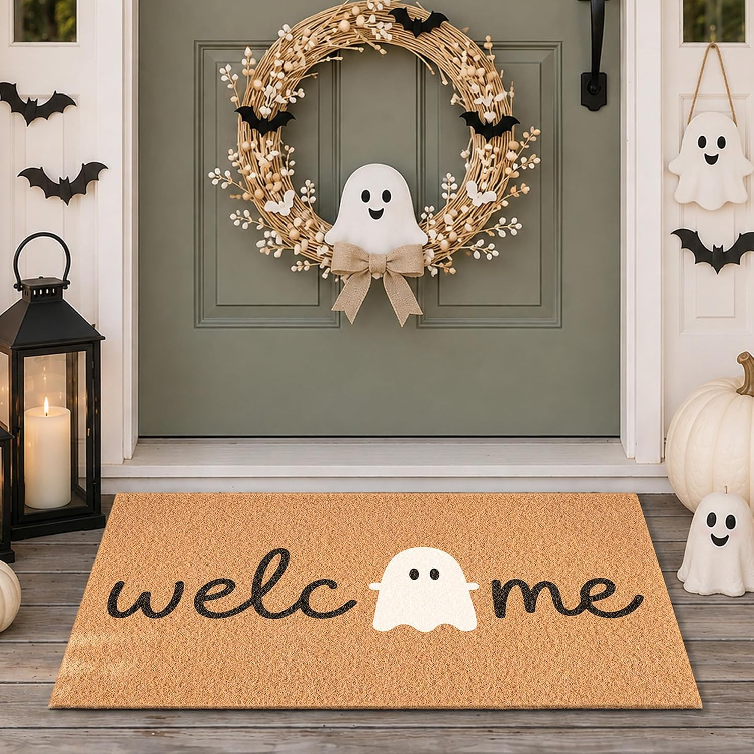 Ghost Welcome Door Mat, Cute Halloween Rug for Front Porch & Entryway | Amazon (US)