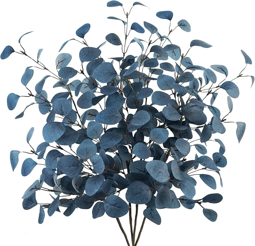 4pcs Artificial Eucalyptus Leaves Stems 33.8’’ Long Silver Dollar Eucalyptus Faux Fake Foliag... | Amazon (US)