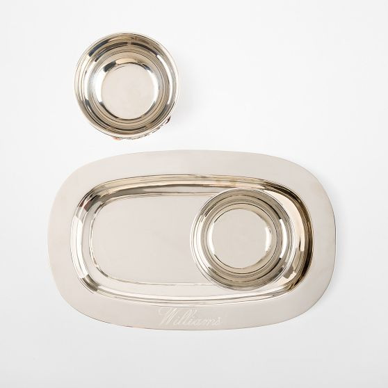 Silver and Leather Horsebit Serving Set | Mark and Graham