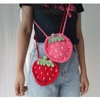 Crochet Stawberry Bag, Amigurumi Strawberry Purse, Knitted Pouch, Handmade Bag | Etsy (UK)