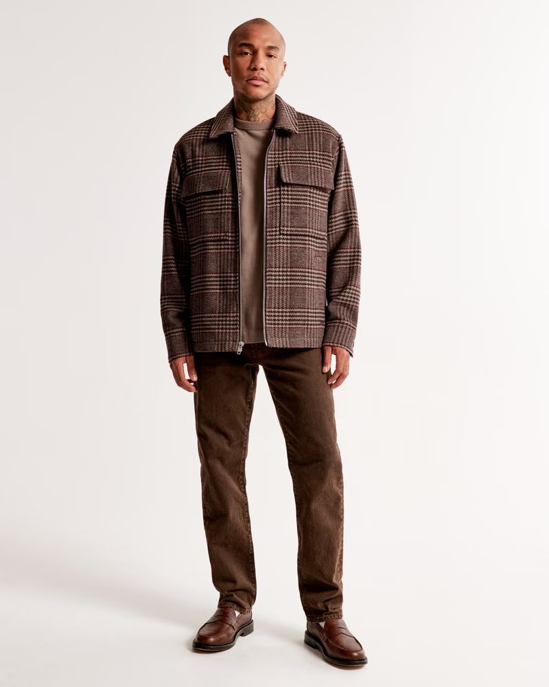Men's Wool-Blend Zip Shirt Jacket | Men's Coats & Jackets | Abercrombie.com | Abercrombie & Fitch (US)