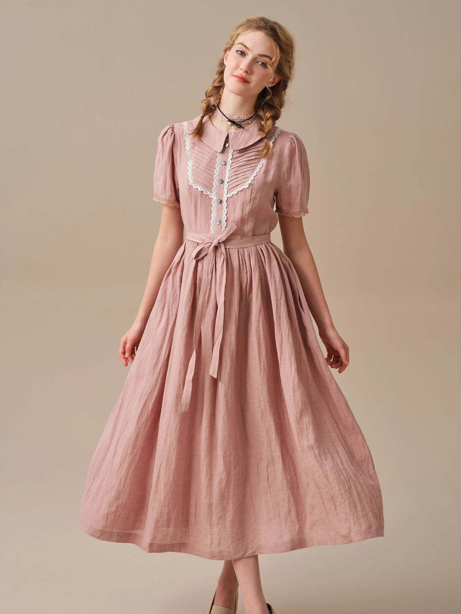 Peter Pan Collar Linen Dress, Ruffled Dress, Fairy Dress, Date Dress, Vintage Dress, Victorian Dr... | Etsy (UK)