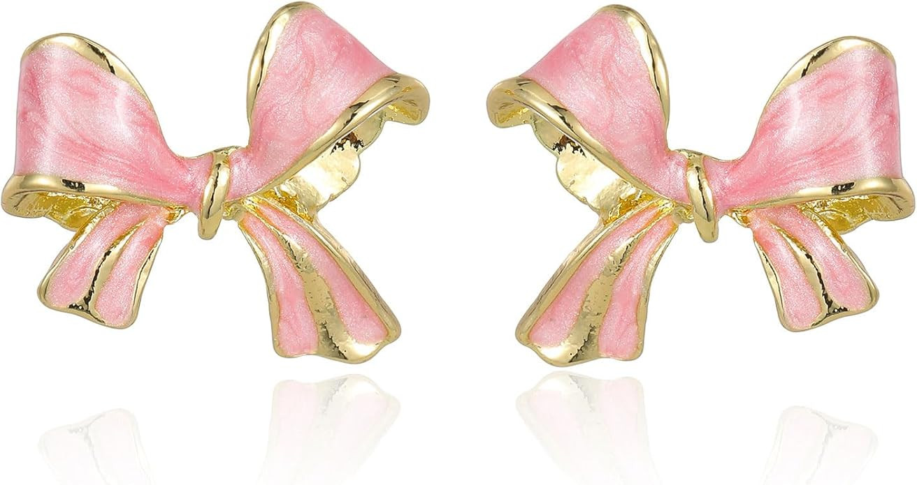 Gold Bow Earrings for Women Silver Bow Stud Earrings Ribbon Earrings Long Bow Dangle Earrings Sil... | Amazon (US)