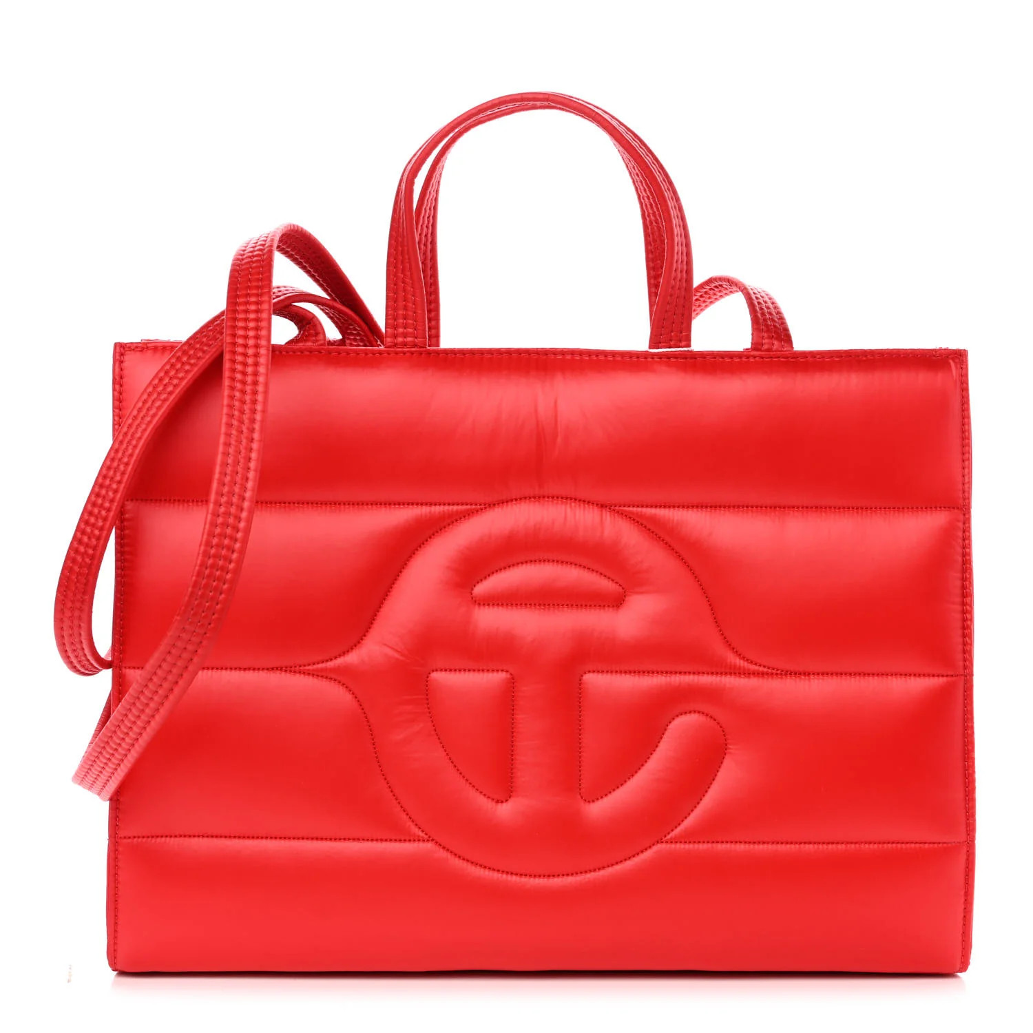 TELFAR Nylon Medium Puff Shopping Bag Red | FASHIONPHILE (US)