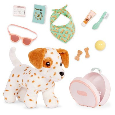 Our Generation Vacay Pup Posable 6'' Lemon Dalmatian Dog Plush & Accessories Set for 18'' Dolls | Target