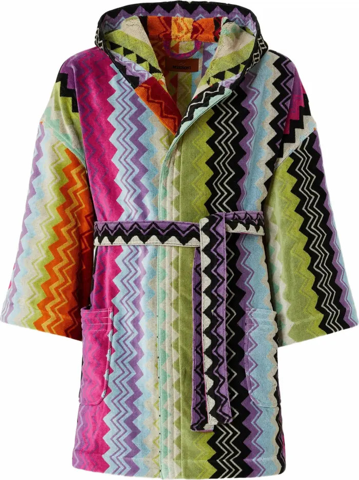 Giacomo Bathrobe In Cotton Terry With Zigzag Pattern | Nordstrom