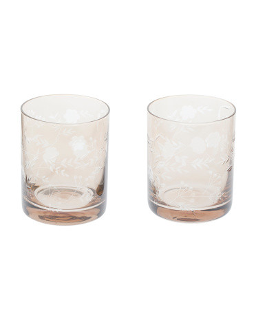 2pk Etched Floral Double Old Fashioned Glasses | TJ Maxx