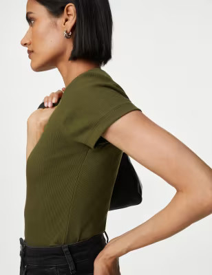 Cotton Rich Slim Fit Ribbed T-Shirt | Marks & Spencer (UK)