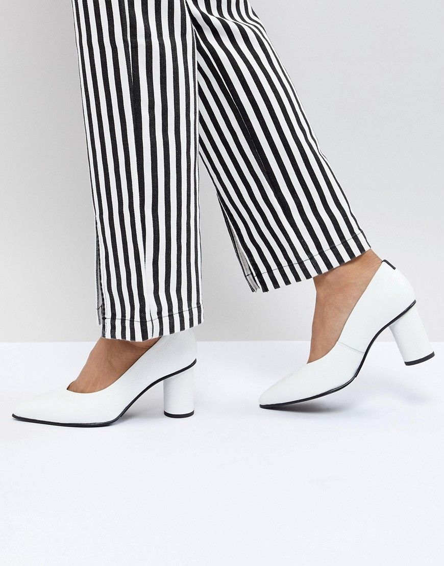 Selected Leather Court Shoe With Round Heel - White | ASOS US
