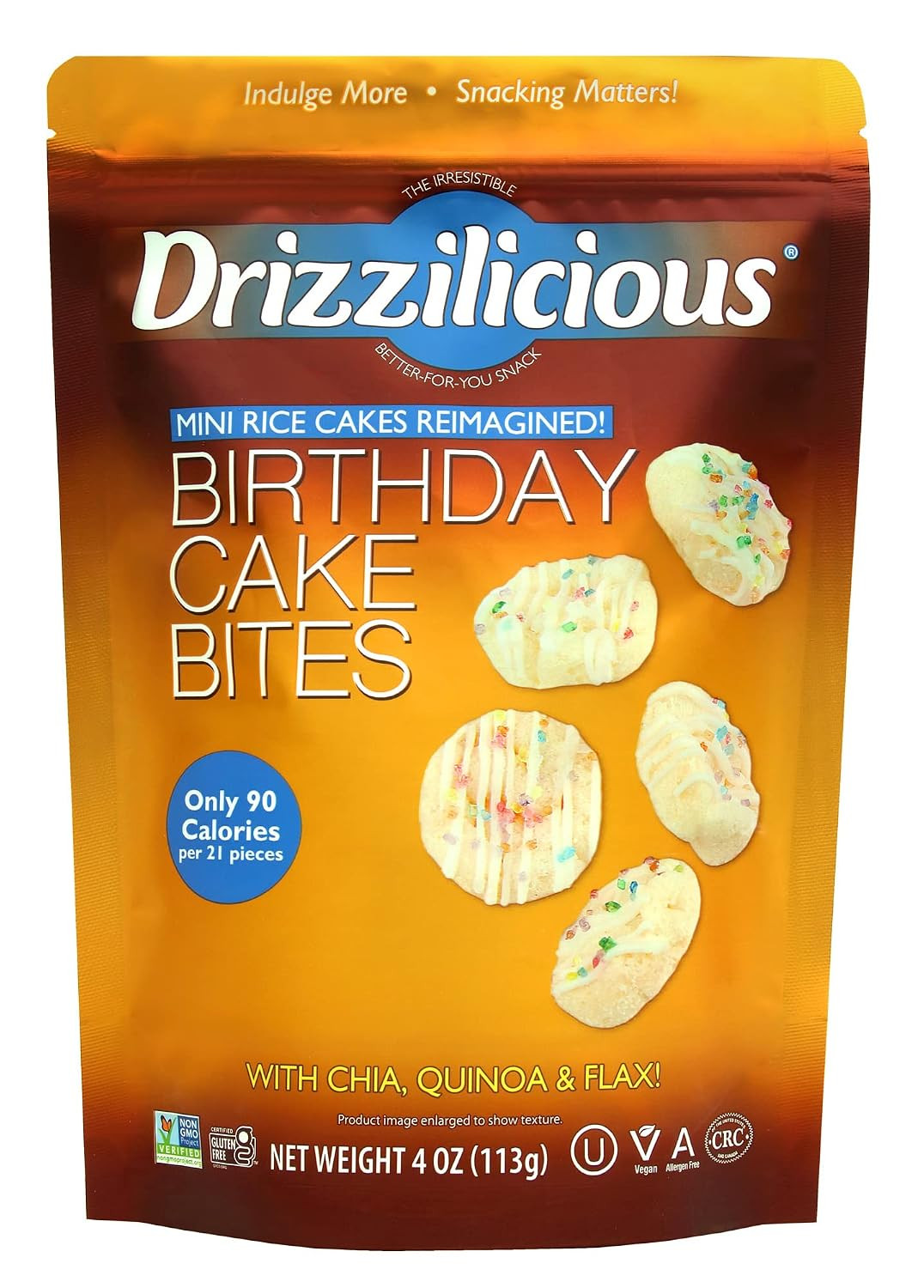 Drizzilicious, Birthday Cake Bites Mini Rice Cakes, 4 Ounce | Amazon (US)
