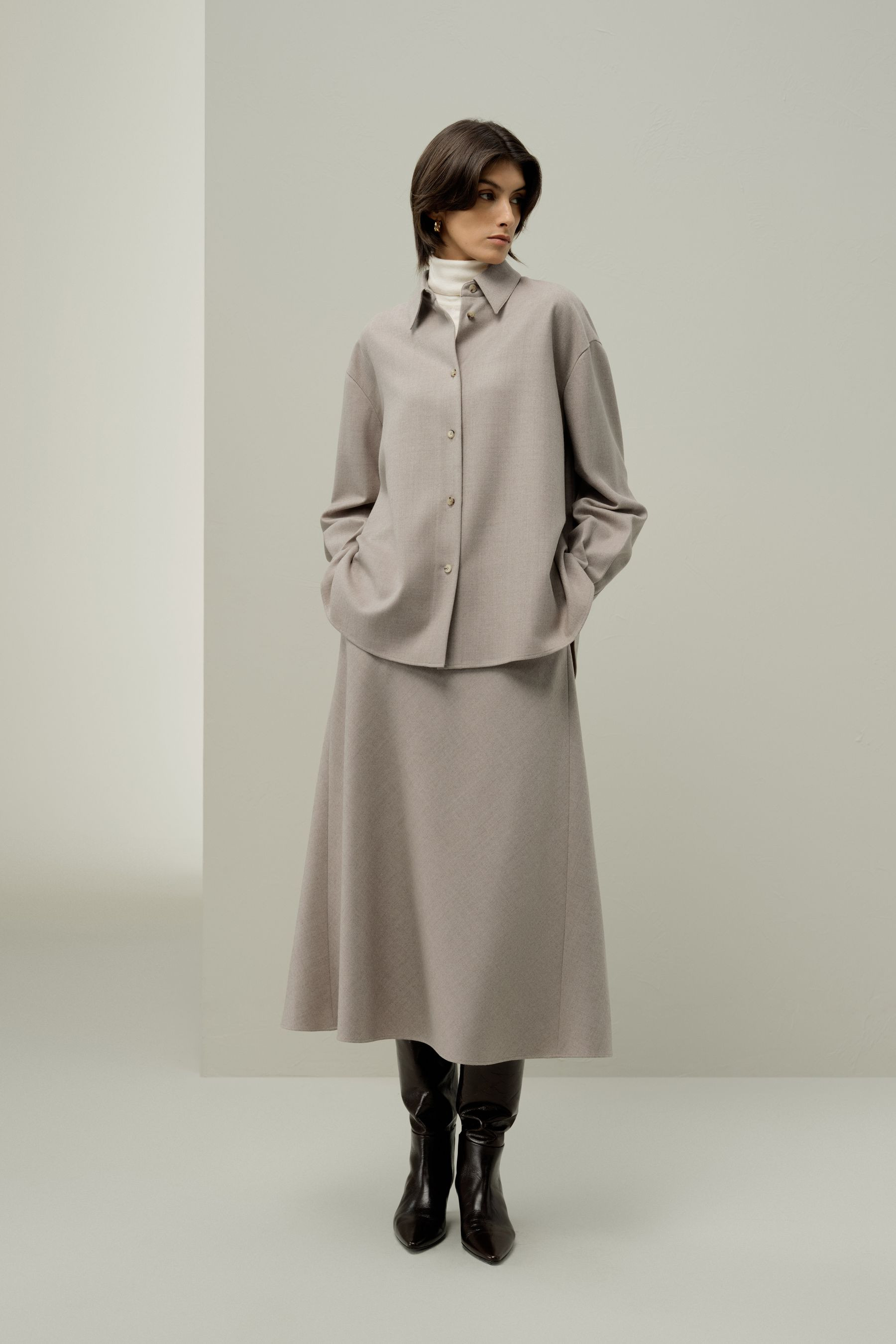 Silk-Wool Oversized Warm Shirt | LilySilk