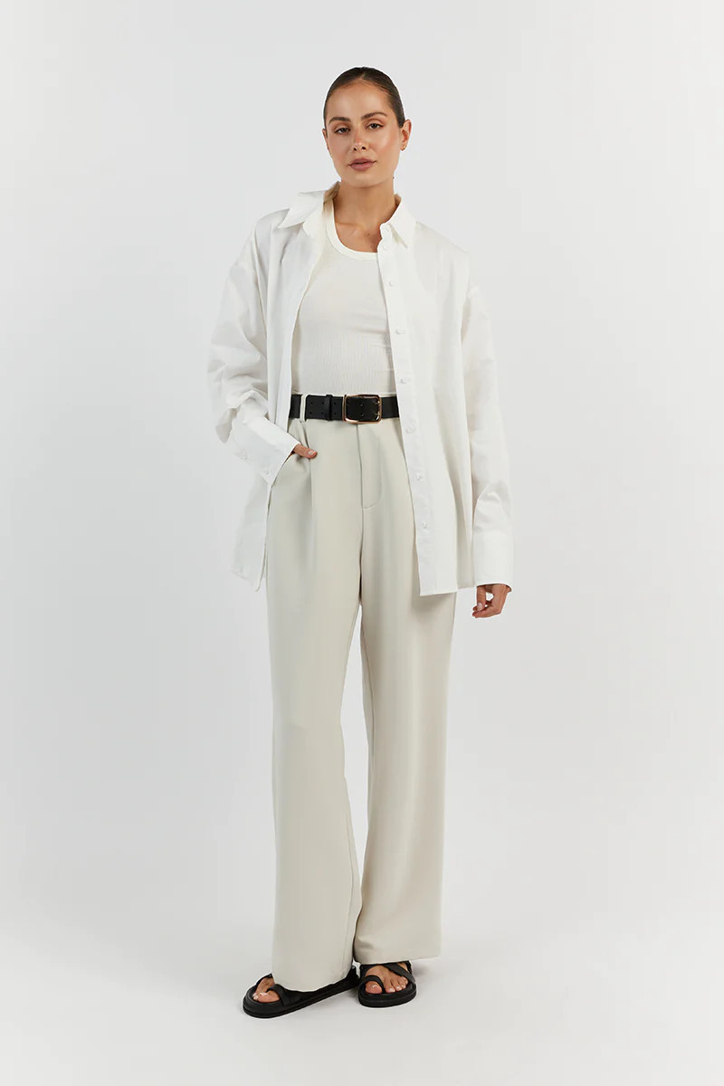 SHAE WHITE COTTON SLEEVED SHIRT | DISSH