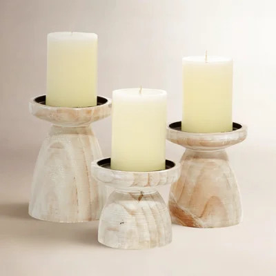 3 Piece Wood Tabletop Candlestick Set | Wayfair North America