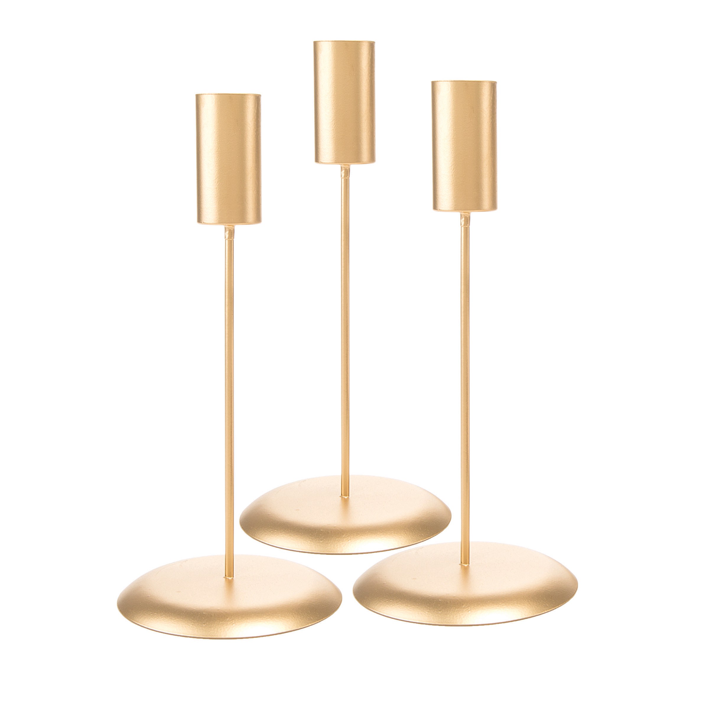 David Tutera Matte Gold Taper Candle Holders, 3 Pack - Walmart.com | Walmart (US)