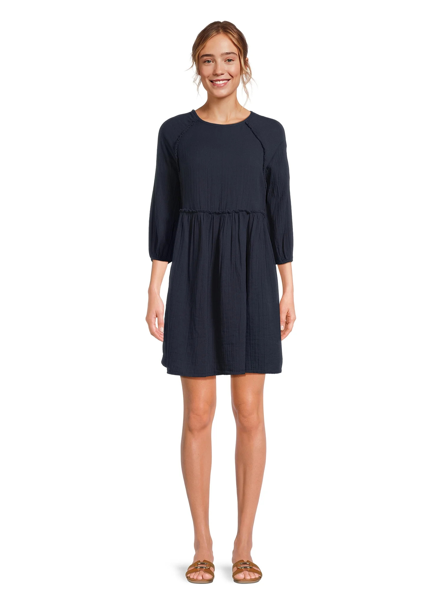 Time and Tru Women’s Babydoll Mini Dress, Sizes XS-XXXL | Walmart (US)