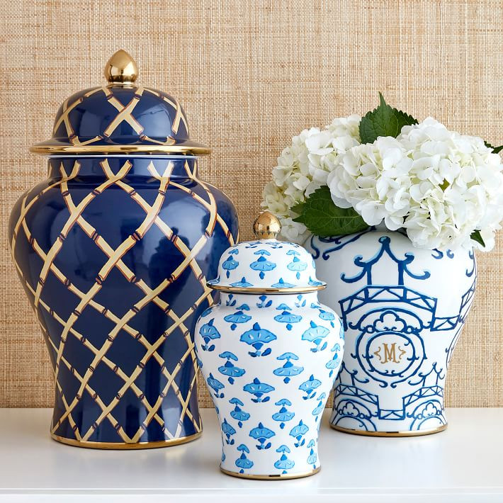 Mark & Graham x Dana Gibson Block Print Ginger Jar, Small | Mark and Graham
