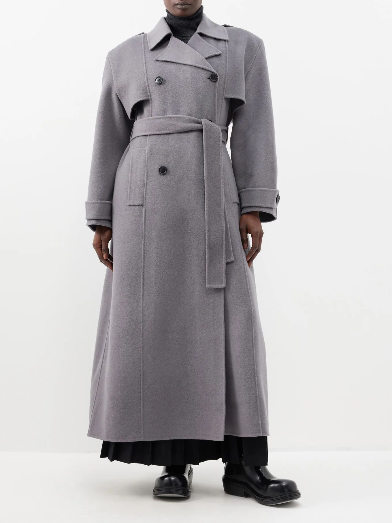 Nikola double-breasted wool-blend trench coat | The Frankie Shop | Matches (UK)
