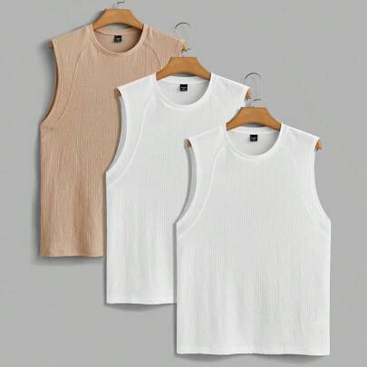 4 Stücke/Set Herren Strick Integrierte Lässig Tank Tops, geeignet für den Sommer | SHEIN