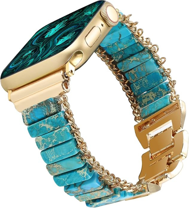 Chakra Bracelet Bands Compatible with Apple Watch Band 38/40/41mm 42/44/45/49mm,Women Natural Sto... | Amazon (US)