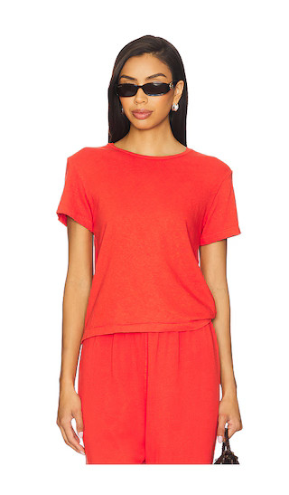 perfectwhitetee Recycle Cotton Slim Crew Tee in Red. - size S | Revolve Clothing (Global)