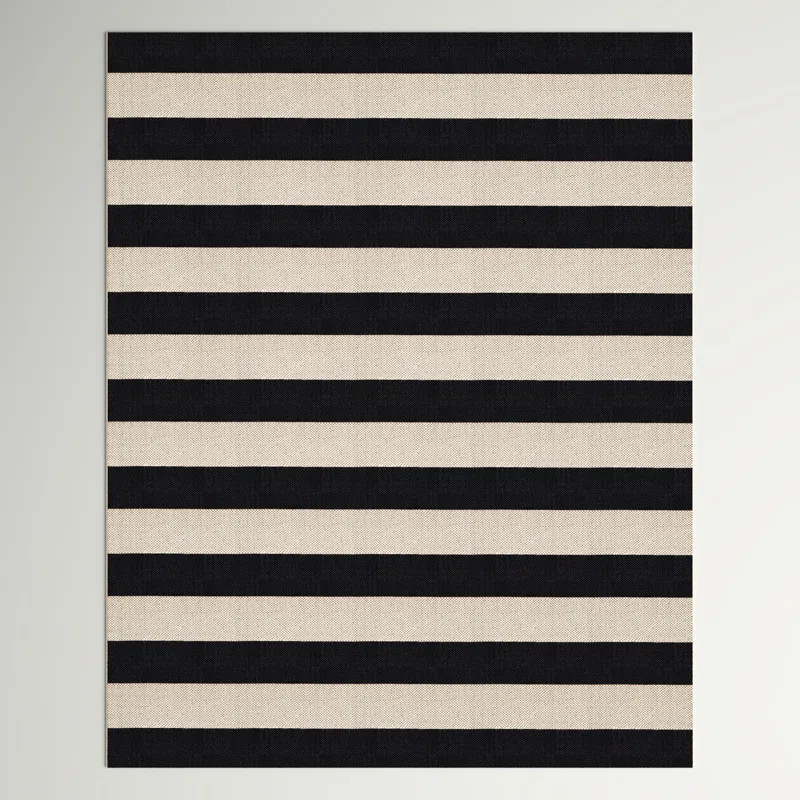 Ledbury Striped Beige/Black Indoor / Outdoor Area Rug | Wayfair North America
