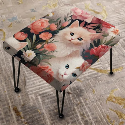 Floral Felines Delights - Floral Rectangle Ottoman | Wayfair North America