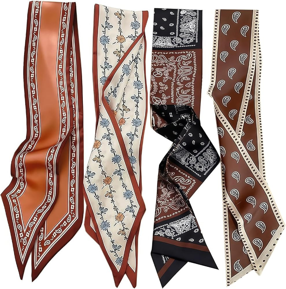 4 Pcs Purse Scarf Silk Scarf Bag Handbag Handle Ribbon Hair Head Band Neck Scarf For Hair Fashion... | Amazon (UK)