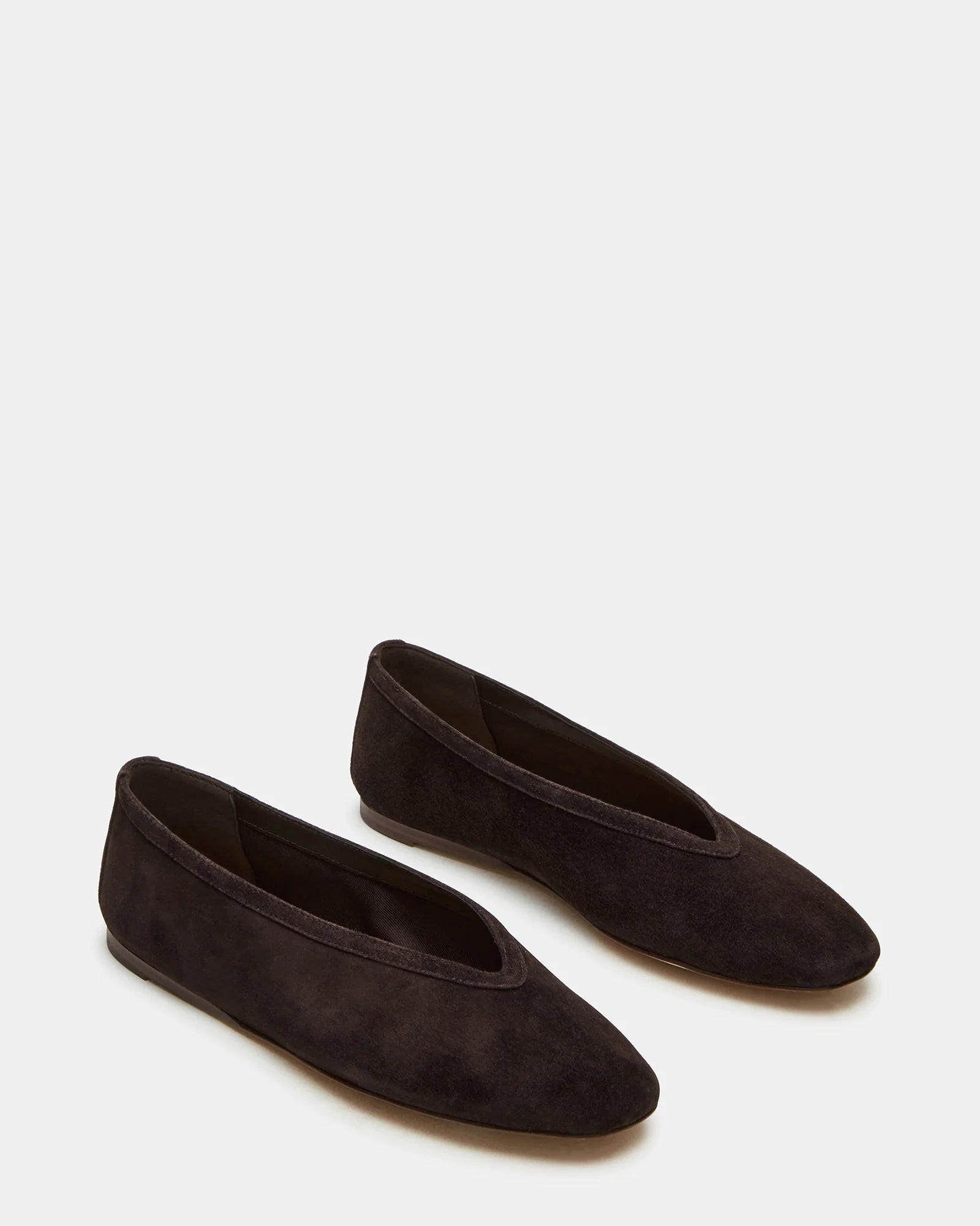 LENI Brown Suede Square-Toe Ballet Flats | Women's Designer Flats | Steve Madden (Canada)