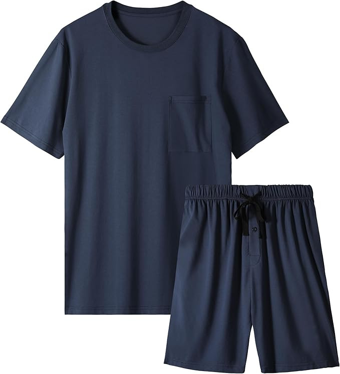 BAMBOO COOL Mens Pajama Set Sleepwear Pjs Lightweight Short Sleeve Shirts Soft Breathable Fresh S... | Amazon (US)