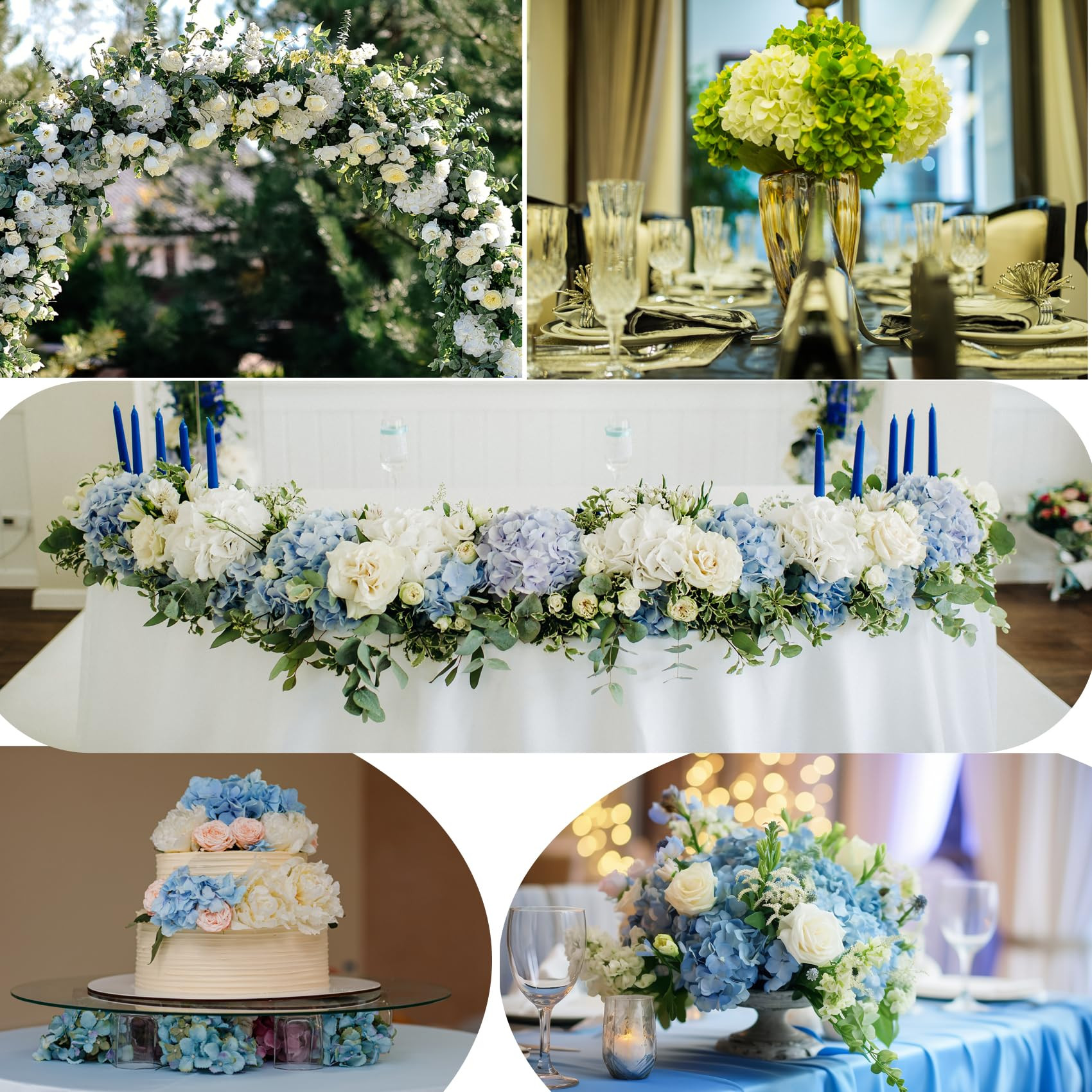 4 Pcs Hydrangea Artificial Flowers, 21" White Real Touch Latex Faux Hydrangea Flowers Lifelike Ar... | Amazon (US)