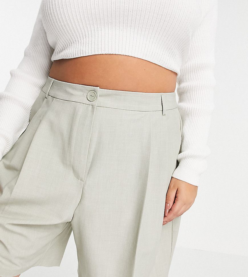 COLLUSION Plus longline tailored shorts in light green | ASOS (Global)