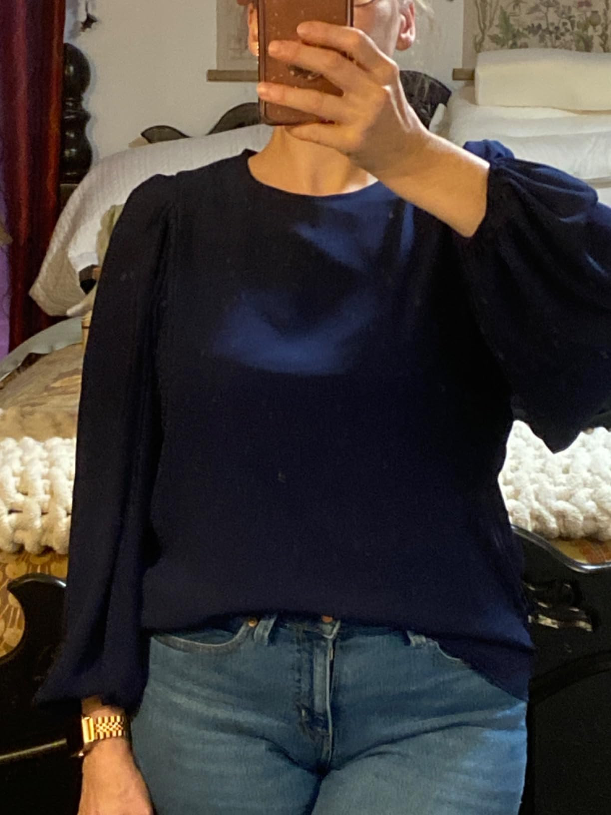 PRETTYGARDEN Womens Tops 2024 Lantern Long Sleeve Chiffon Work Blouses Dressy Casual Crewneck Flo... | Amazon (US)