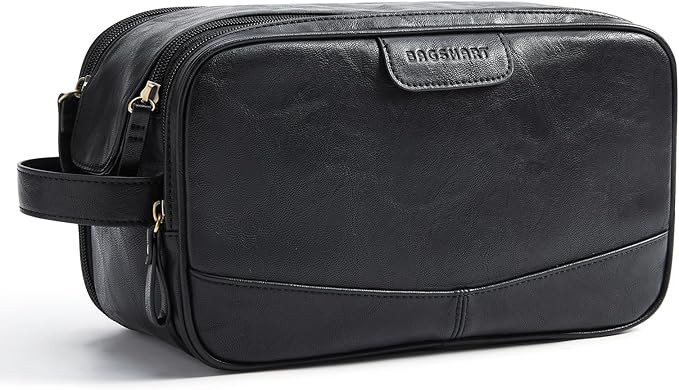 BAGSMART Toiletry Bag for Men, PU Leather Travel Bag for Toiletries, Dopp Kit Water Resistant Sha... | Amazon (US)