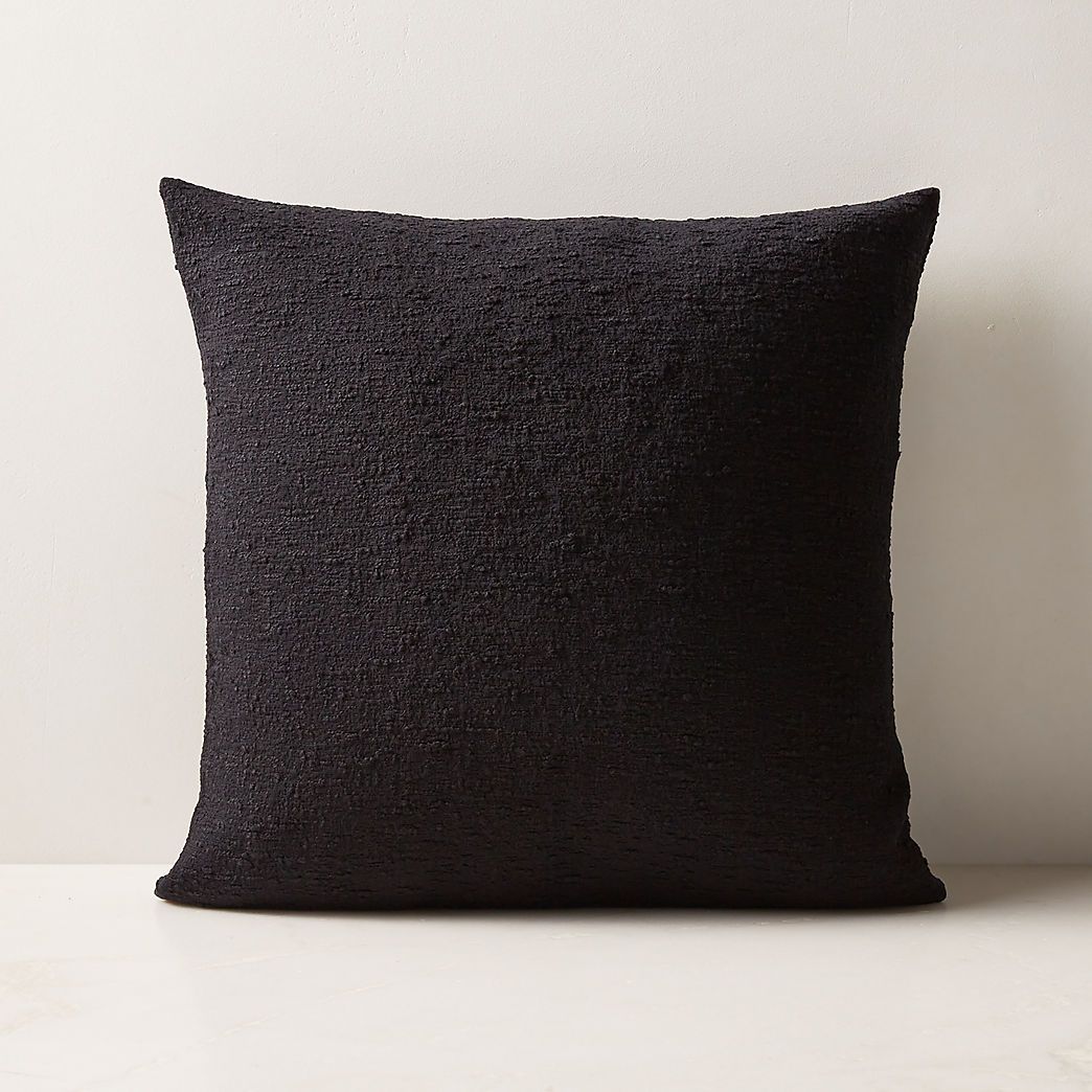 Black Boucle Throw Pillow with Down-Alternative Insert 18'' + Reviews | CB2 | CB2