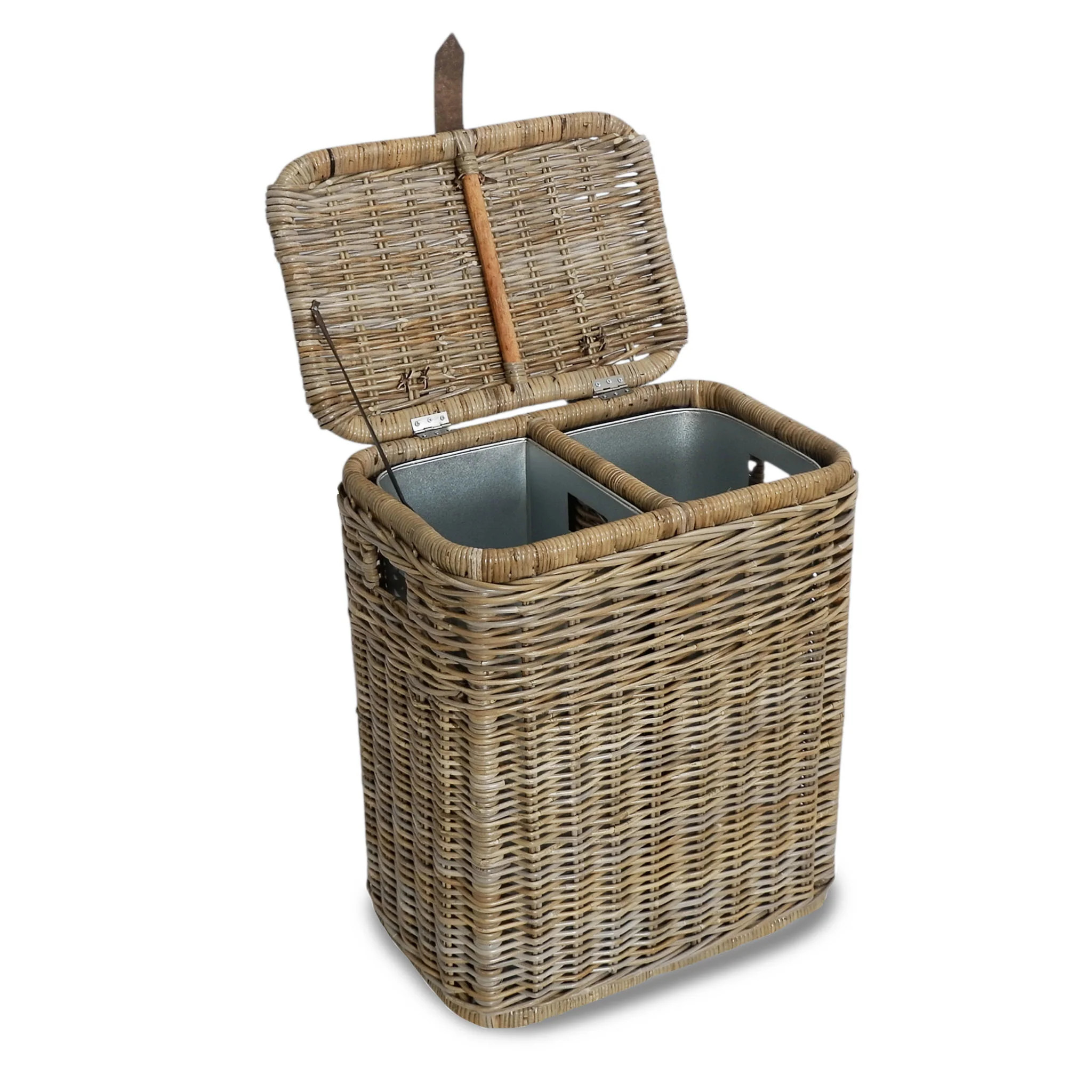 Divided Kubu Wicker Recycling Basket | The Basket Lady