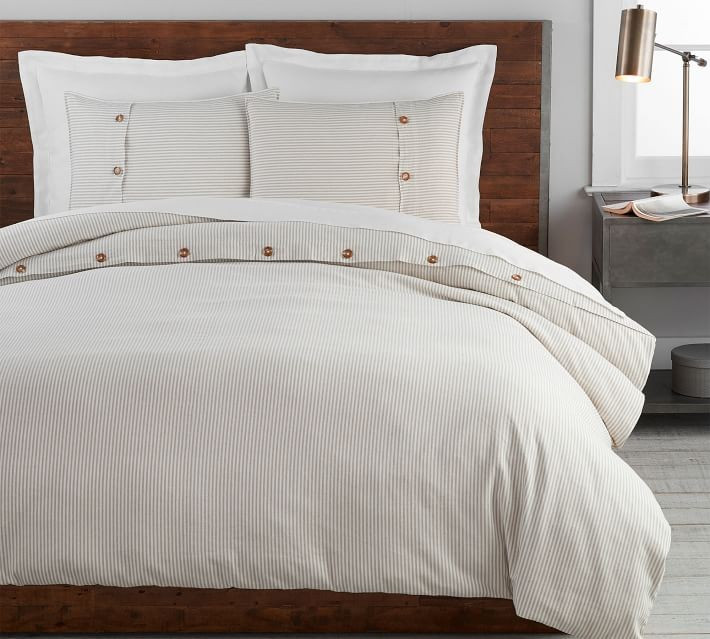 Wheaton Striped Cotton/Linen Duvet Cover & Shams - Flax | Pottery Barn (US)